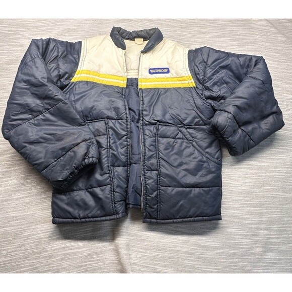 Vintage Ski Jacket Vest Weathercaster 70s 80s Blue Racing Ad Monroe Shocks SizeS - Picture 1 of 16